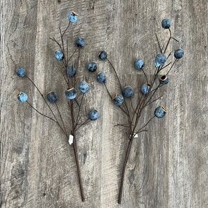 NWT Set of two High Quality Blue Berry Bush Stems 18”
